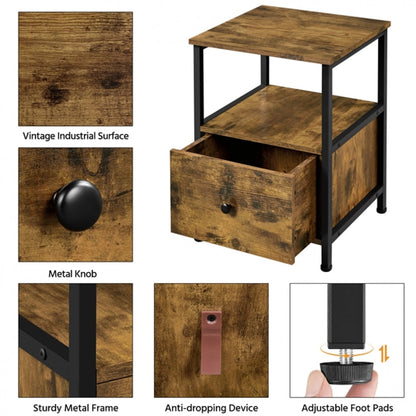 Side Table with Drawer Open Shelf