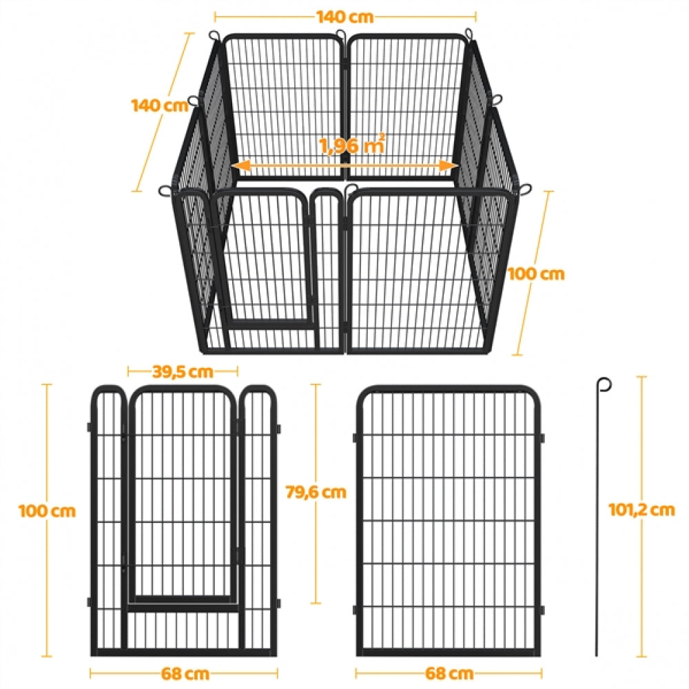 8 Panels Dog Playpen 100cm Tall
