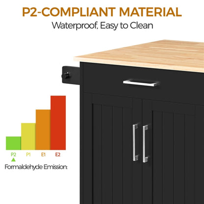 Kitchen Island on Wheels with Drawers & Cabinet