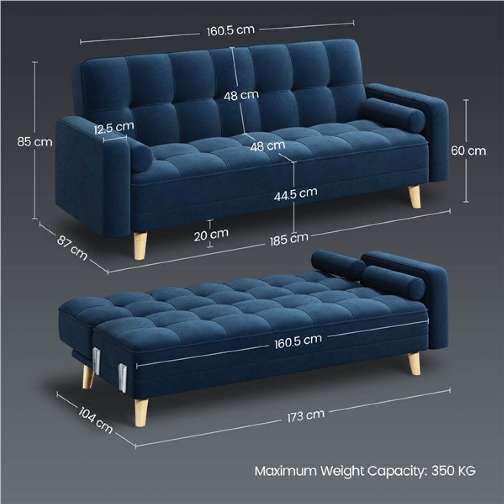 3 Seater Convertible Settee Sofa Bed With Armrests