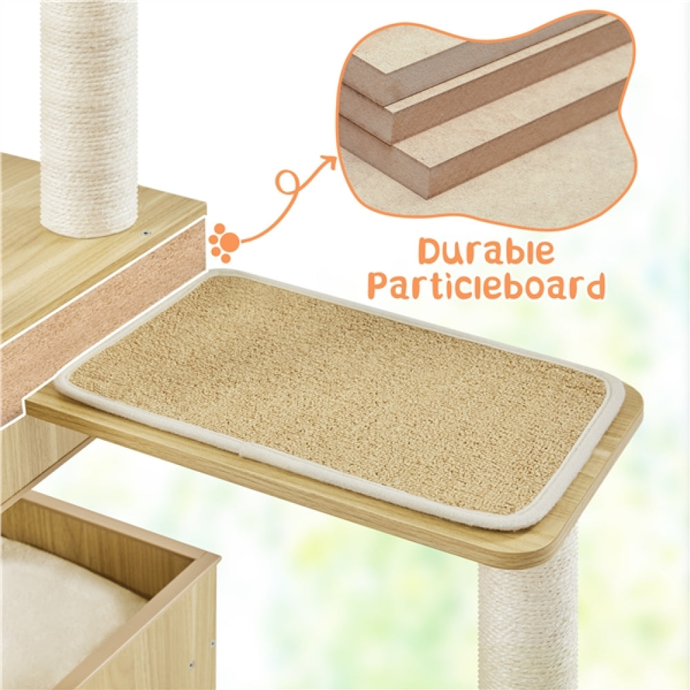 53" Tall Wooden Cat Tree Tower