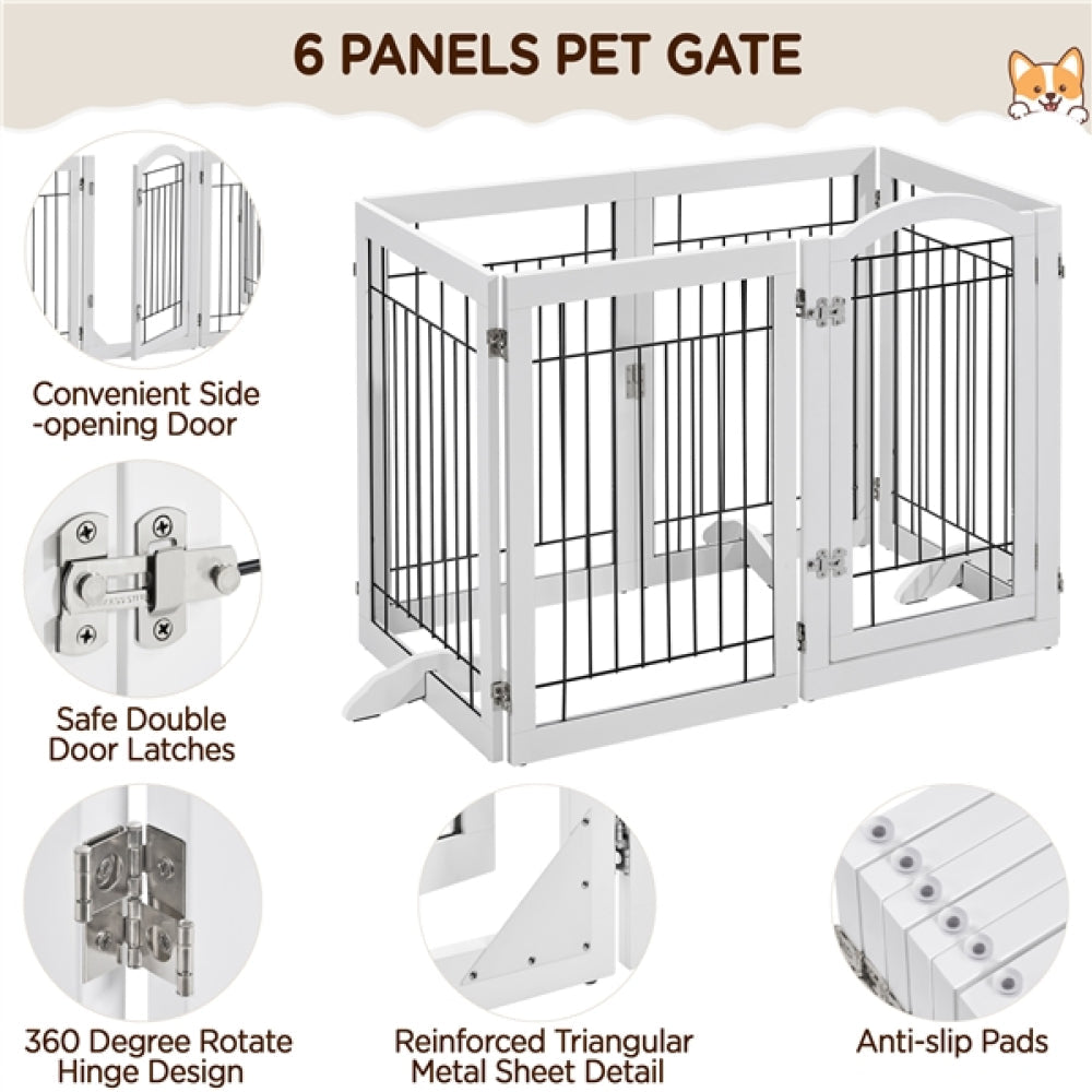 6-Panel Pet Puppy Safety Fence with 3 Support Feet