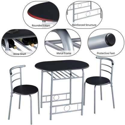 Modern Round Dining Table Set for 2 Dining Chairs