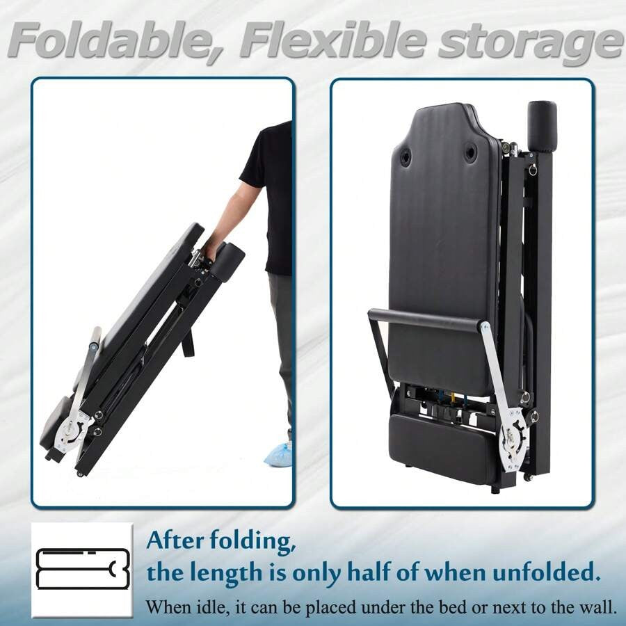 Foldable Pilates Reformer With Headrest Black