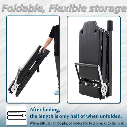 Foldable Pilates Reformer With Headrest Black