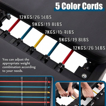 Foldable Pilates Reformer With Headrest Black