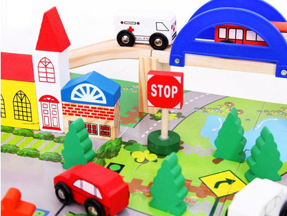40pc Wooden Rail Overpass Set