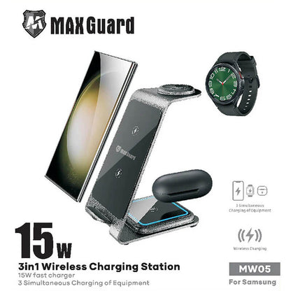 Desktop 3-in-1 Compatible with Phone Samsung Watch Earbuds 15W Fast Wireless Charging Stand