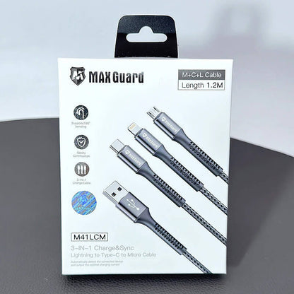 Mobie 3-in-1 USB to Type-C Lighting Micro Charging Data Cable 1.2m