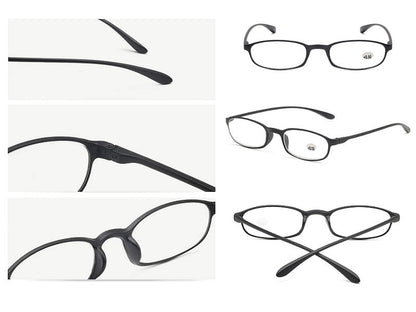 Black 4.0 Reading Glasses Readers Rectangular Business Plastic Frame Unisex