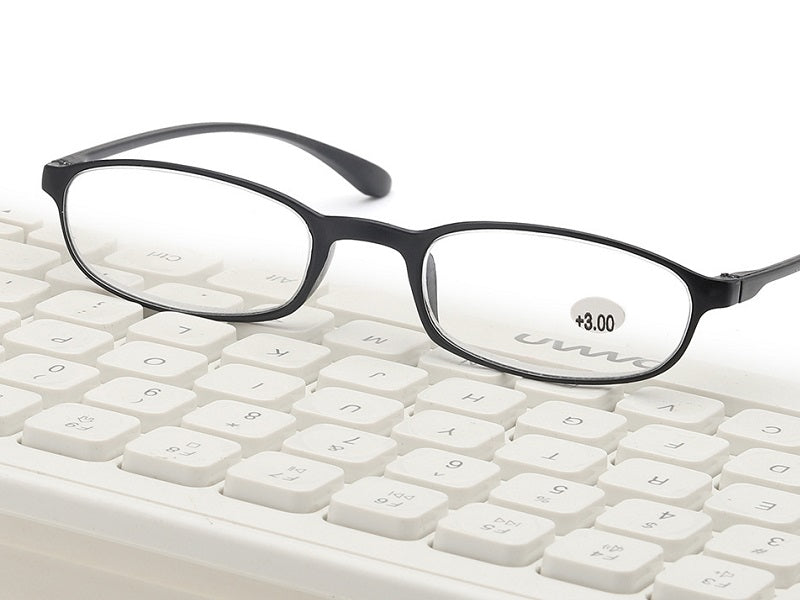 Black 4.0 Reading Glasses Readers Rectangular Business Plastic Frame Unisex