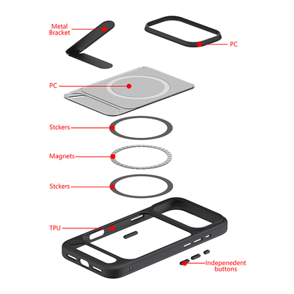 Compatible with iPhone 17 Elvis Series All-Around Protection Magnetic Phone Case with Invisible Stand