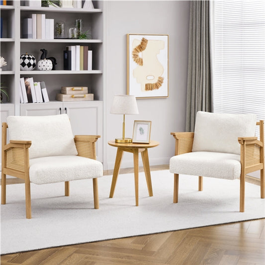 1 Pair Boucle Upholstered Accent Chair Lounge Chair