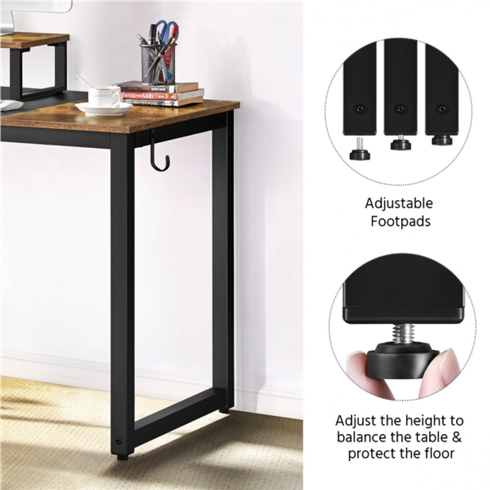 55-inch Large Computer Desk with Movable Monitor Stand