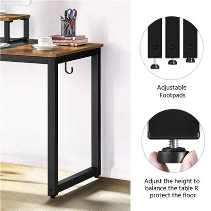 55-inch Large Computer Desk with Movable Monitor Stand