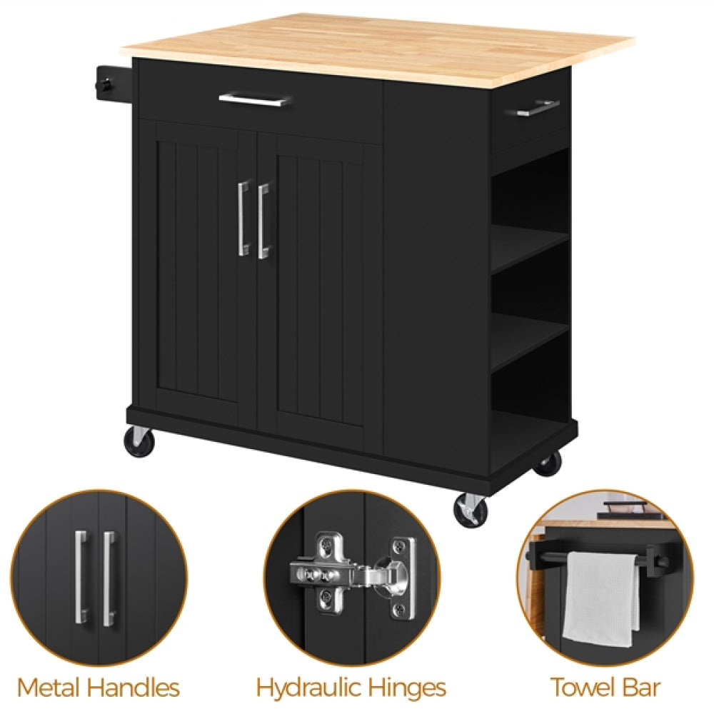 Kitchen Island on Wheels with Drawers & Cabinet