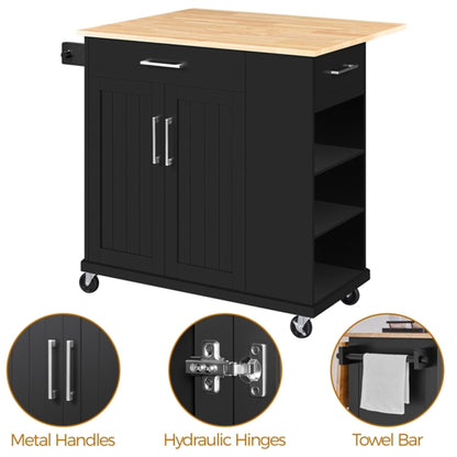Kitchen Island Kitchen Trolley on Wheels with Drawers & Cabinet
