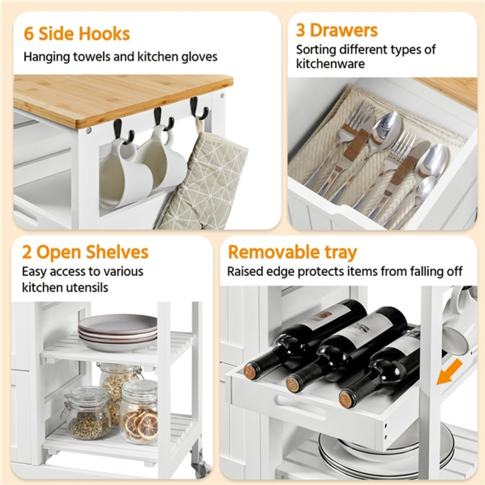 Kitchen Island with Wheels Kitchen Storage Serving Cart