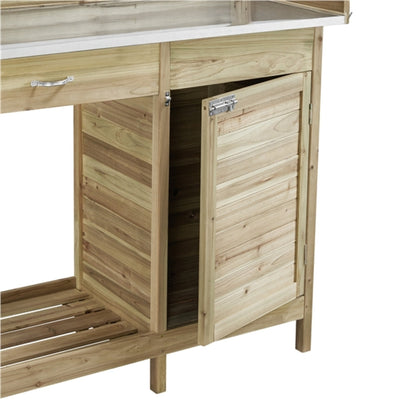 Outdoor Garden Potting Bench Table Work Bench Metal Tabletop