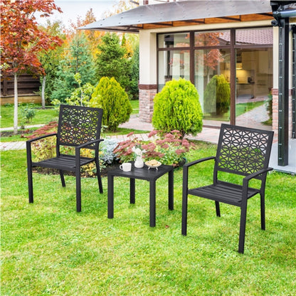 Set of 2 Outdoor Patio Dining Chairs with Armrests Modern Steel Bistro Chairs