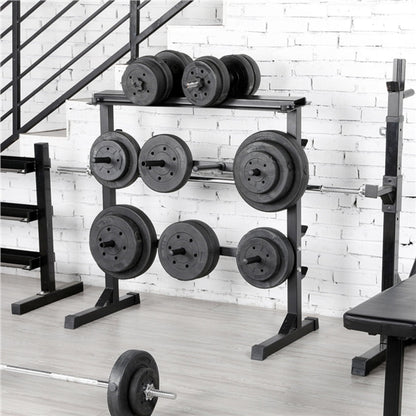 3 Tier Dumbbell Barbell Rack Weight Plate/Bar Storage Holder