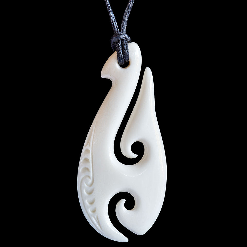 Large Matau, handcrafted bone pendant
