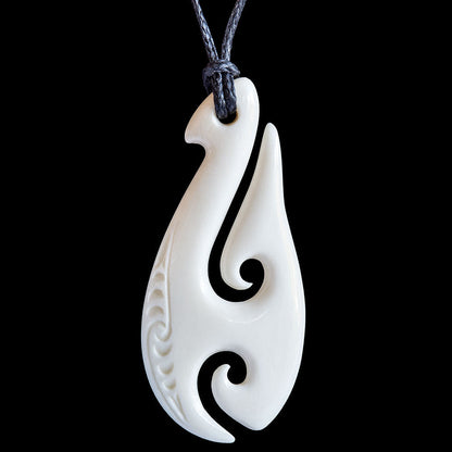 Large Matau, handcrafted bone pendant
