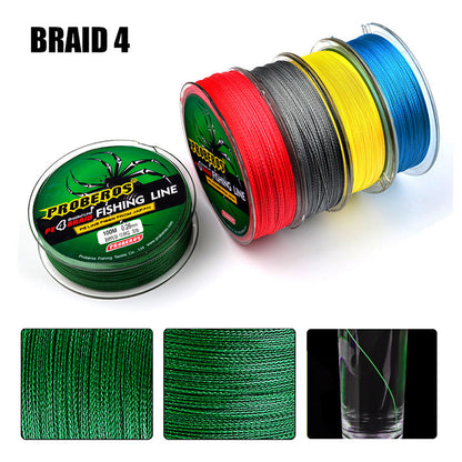 Braided Fishing Line 4 Strands Stronger Multifilament PE Braid Wire 1#15LB 100m