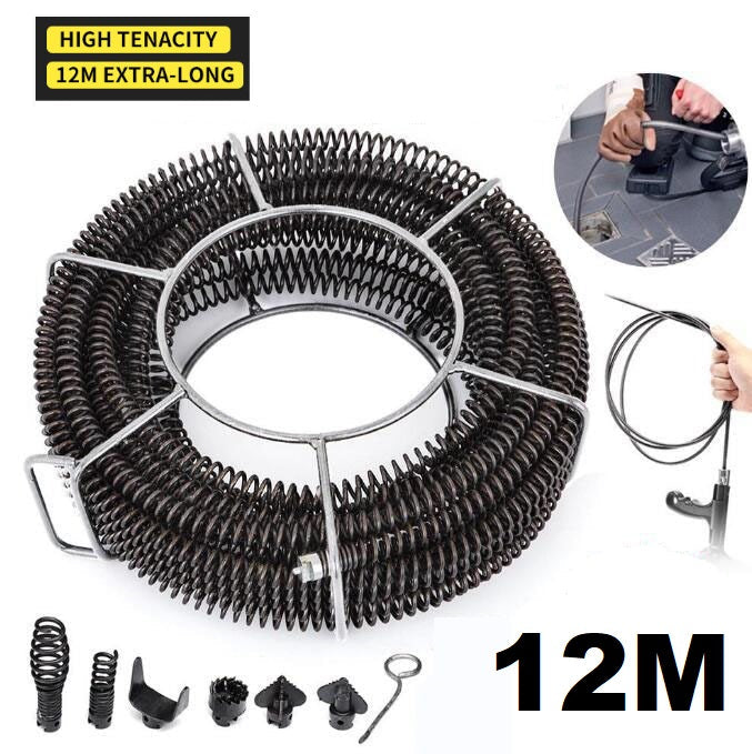 Drain Snake Pipe Cleaner Sewer Cleaner 12M 6 Drill Bit Tool