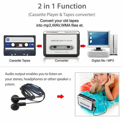 USB Cassette Player and Tape to MP3 Converter