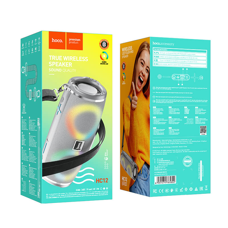 Hoco Portable Premium Bluetooth Speaker Built in LED Lights HC12