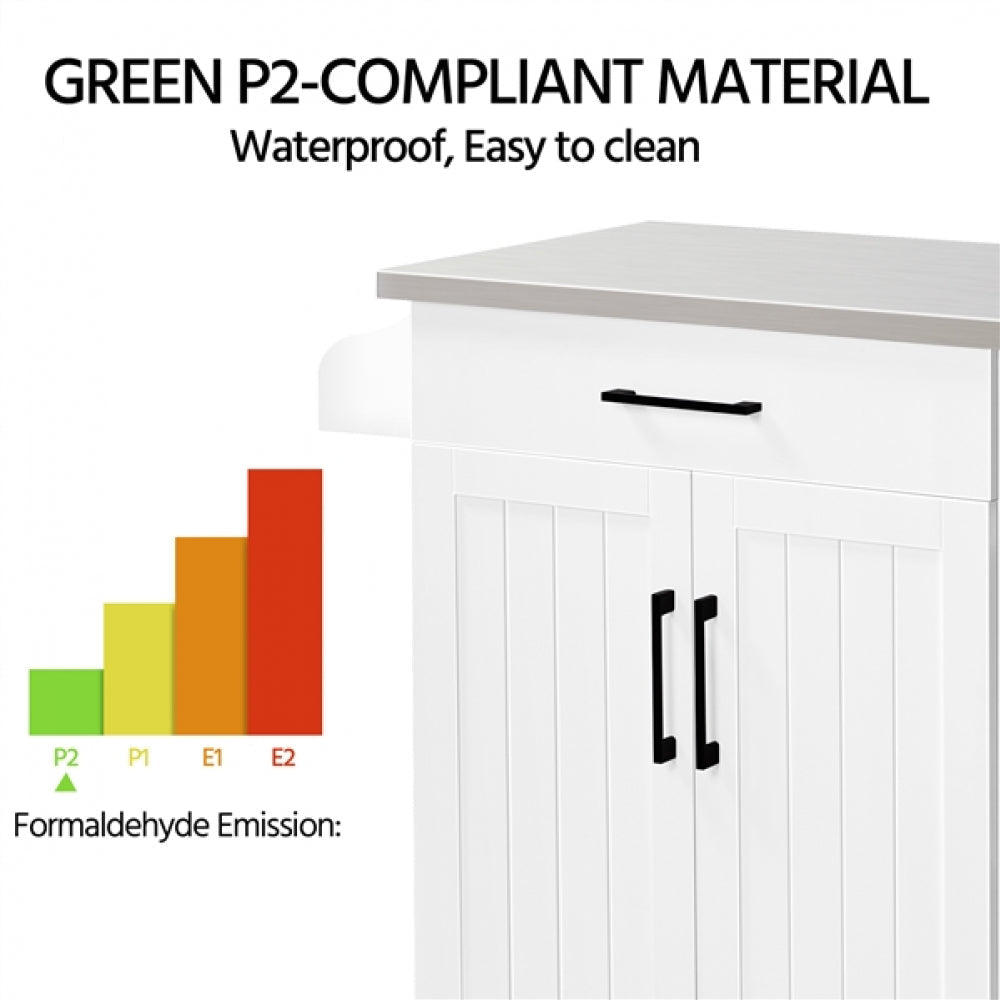 Kitchen Island Cart with Stainless Steel Top & Storage