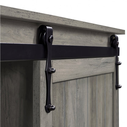 Sliding Barn Door TV Stand Grey Wash TV Cabinet