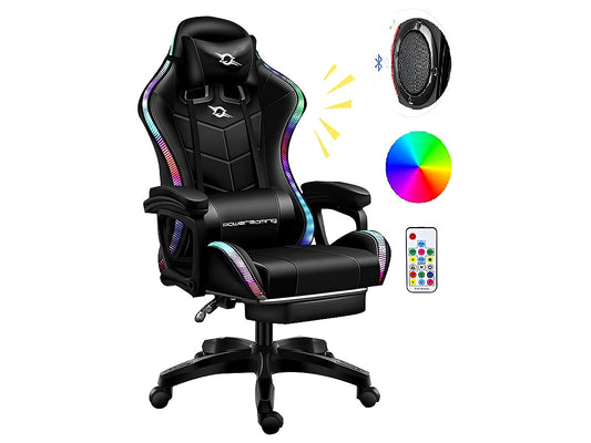 Gaming Chair Office Chair With Foot Rest Racing Chair with Speaker and Light