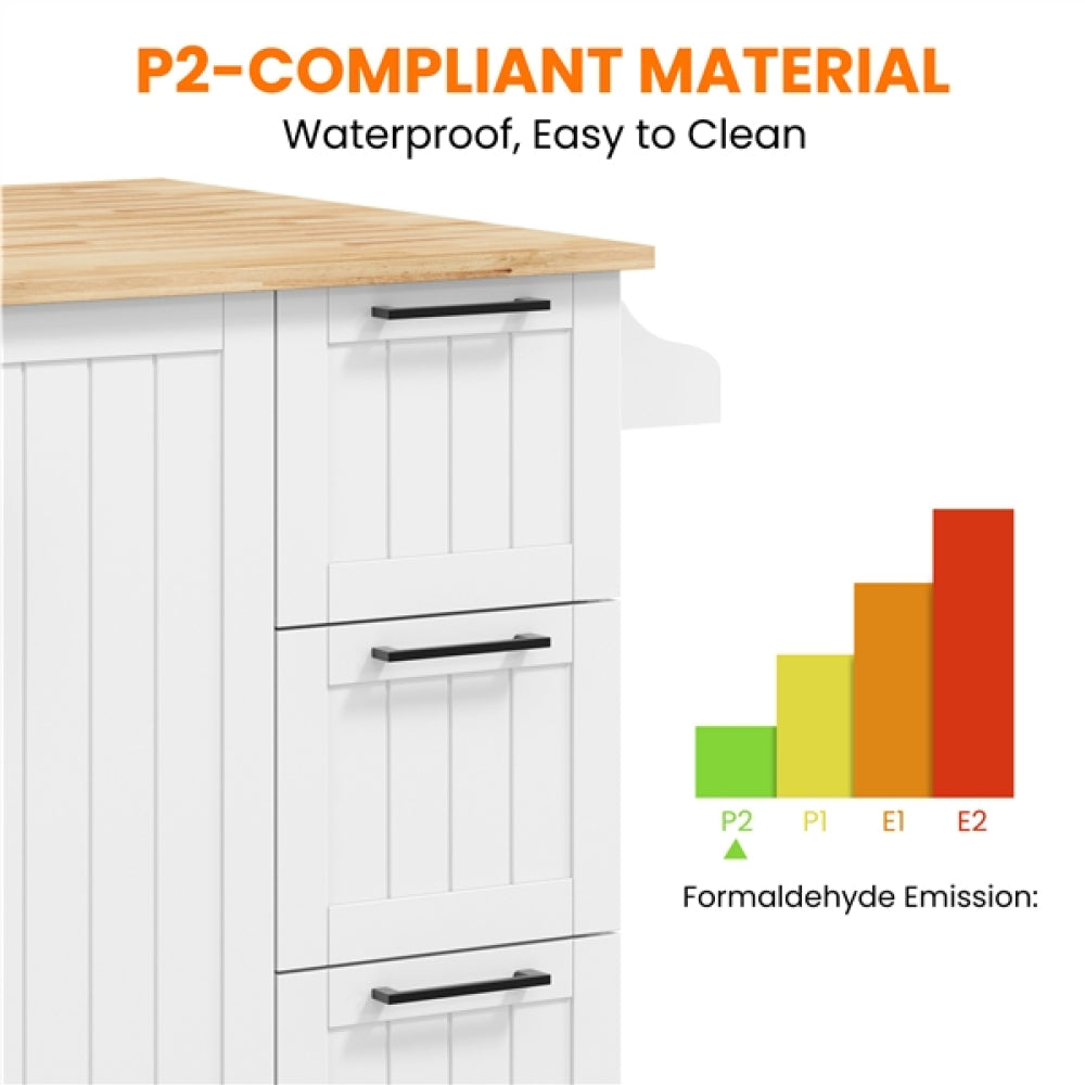 Kitchen Cart with Wood Top and Drop Leaf Breakfast Bar