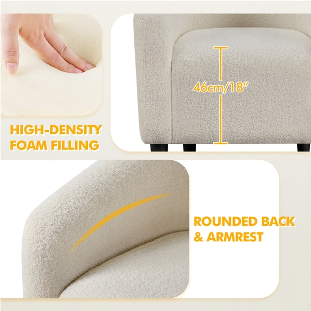 Boucle Club Chair Accent Barrel Chair Upholstered Arm Chair