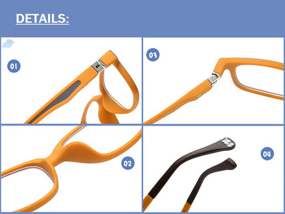 Kids Anti-Blue Light Glasses Square Frame Protect Eyesight for Boys Girls