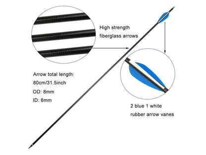 Fiberglass Hunting & Target Archery Arrows (6 Arrows)