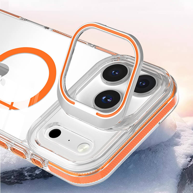 Compatible with iPhone 17 Pro Max Rita Series Invisible Kickstand Clear Magnetic Case
