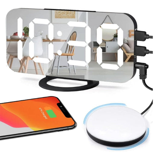 Loud Digital Alarm Clock with Bed Shaker,2 USB Charger, Adjustable LED Light