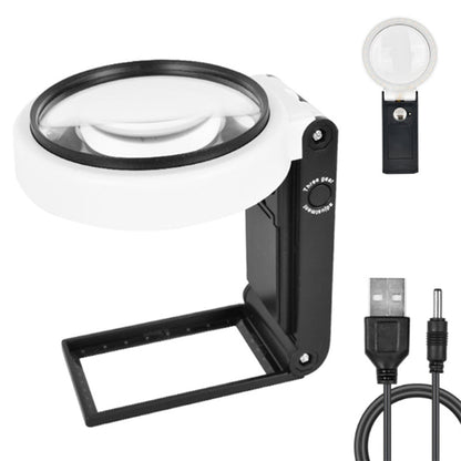 3.X 25X Large 110mm Magnifying Glass with Light and Stand Handheld Standing LED