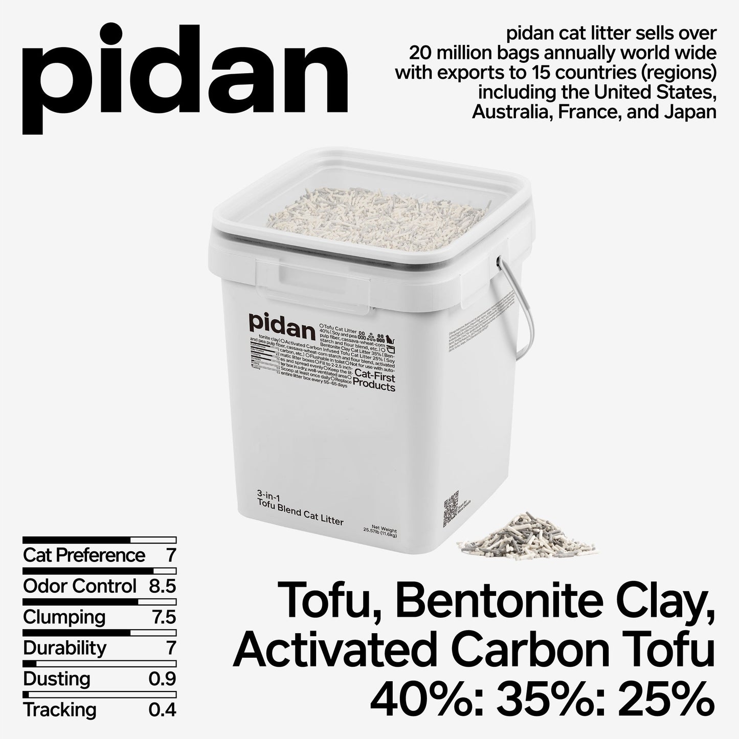 PIDAN 3-in-1 Blend Cat Litter - 11.6kg Bulk Bucket