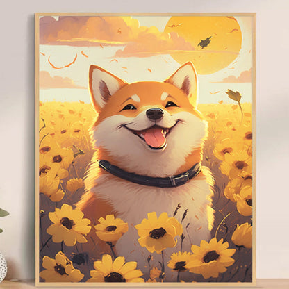 Adult Paint by Number Kit on Canvas  40x50 cm (with wooden frame) Happy Dog