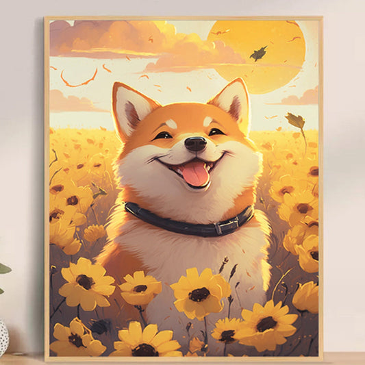 Adult Paint by Number Kit on Canvas  40x50 cm (with wooden frame) Happy Dog