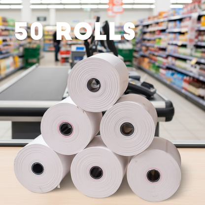 (50 Rolls) 80mm x 80mm Thermal Paper Receipt Rolls 65m/roll