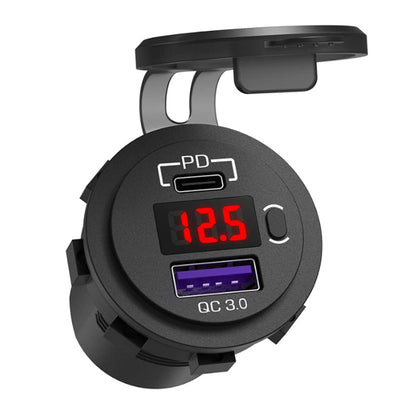 12V USB C Car Charger Socket Dual PD & QC 3.0 Ports Car Adapter with 60cm Wire Blue