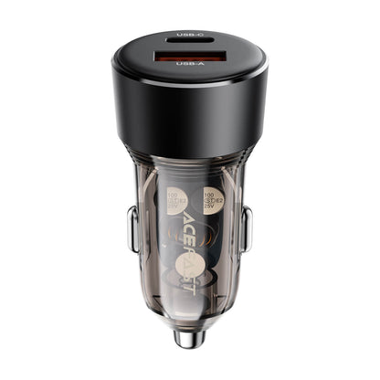 Acefast Dual Charging USB-A & Type-C Transparent Fast Car Charger 30W B12