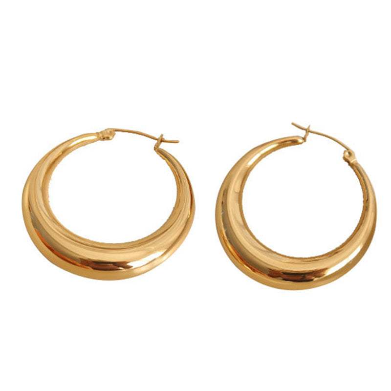 Embellique oval earrings gold plated smooth titanium steel