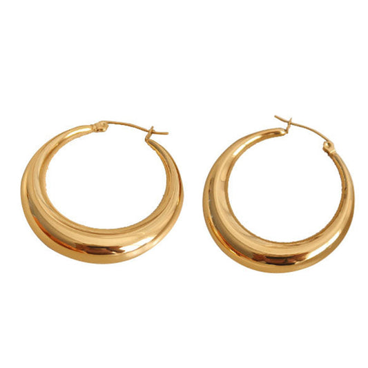 Embellique oval earrings gold plated smooth titanium steel