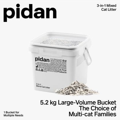 PIDAN 3-in-1 Blend Cat Litter (Tofu, Spherical Bentonite Clay,  Activated Carbon Infused Tofu)